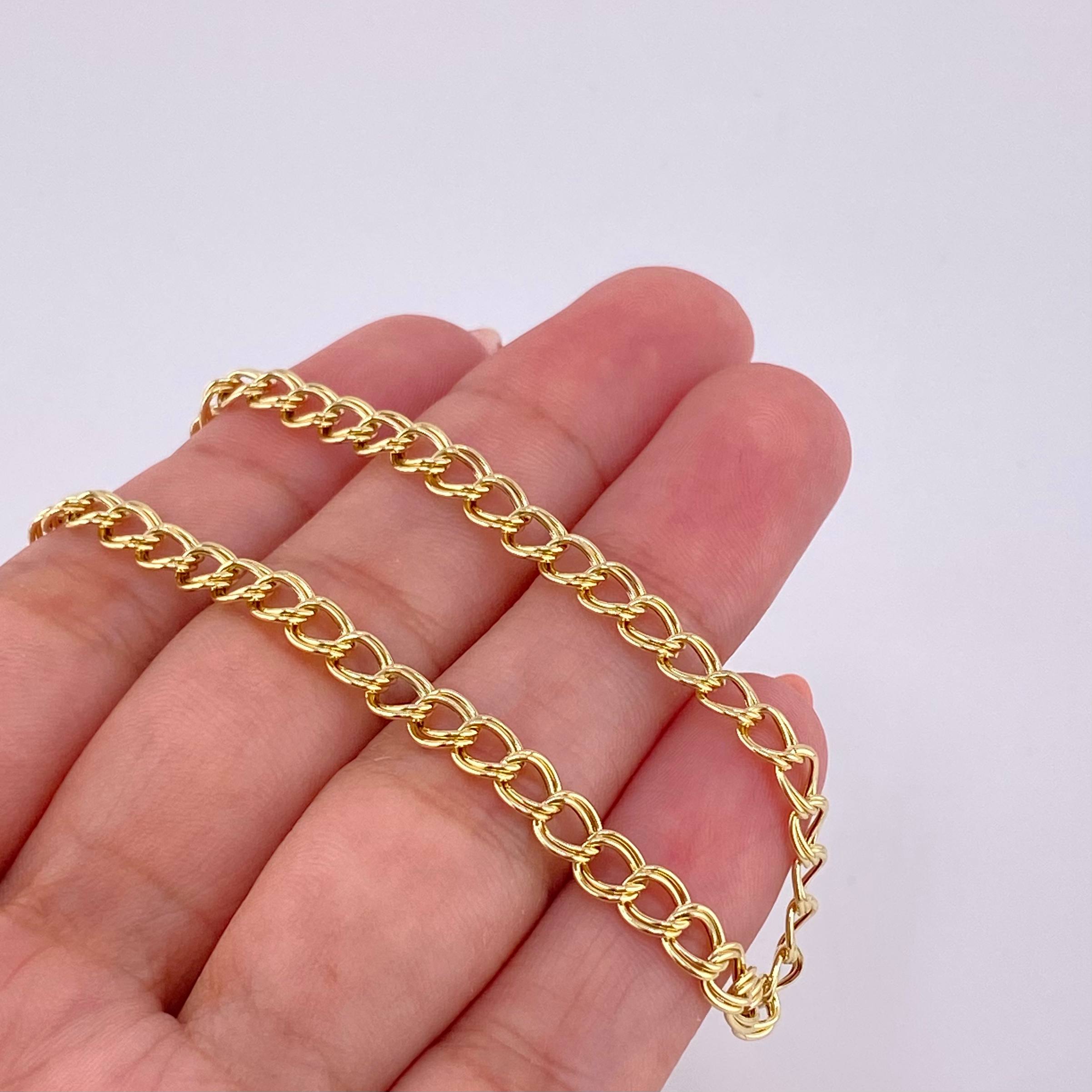 Cuban Links Bracelet Double 2.55g / 7 1/4 in / 4.5mm Yellow Gold 18K