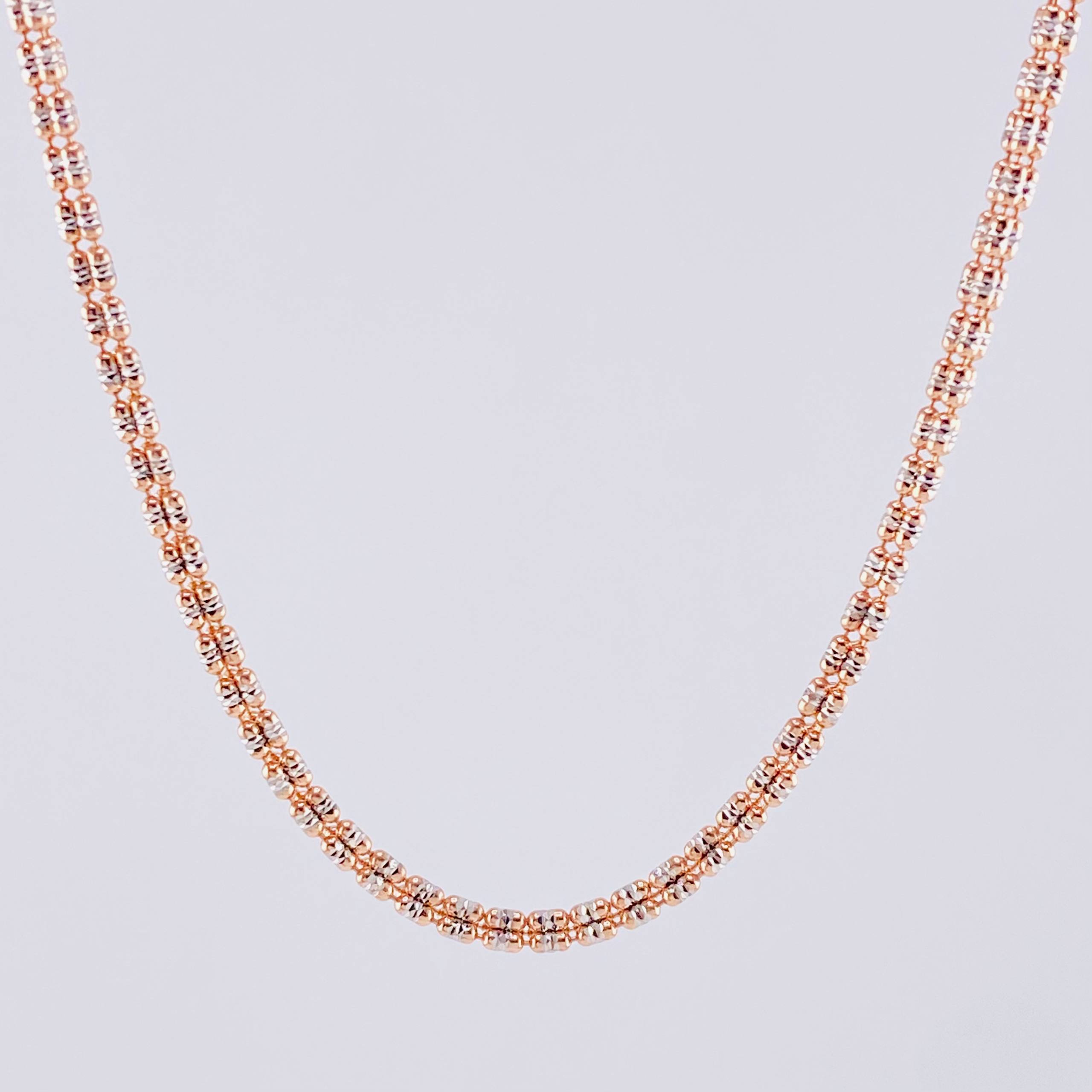 Cadena Ice 12.7g / 24 in / 2.3mm Dos Oros Blanco Rosa 18K