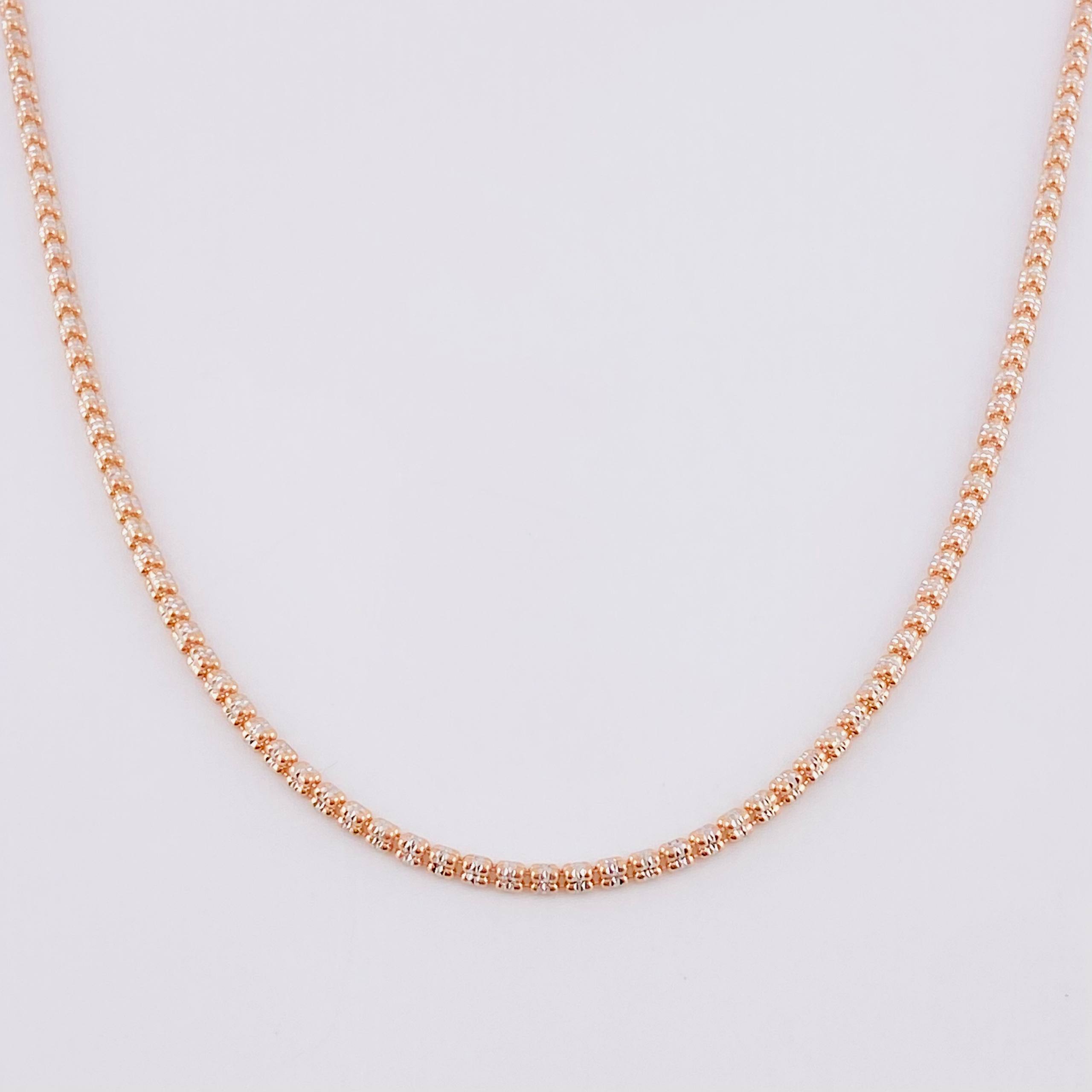 Cadena Ice 12.7g / 24 in / 2.3mm Dos Oros Blanco Rosa 18K