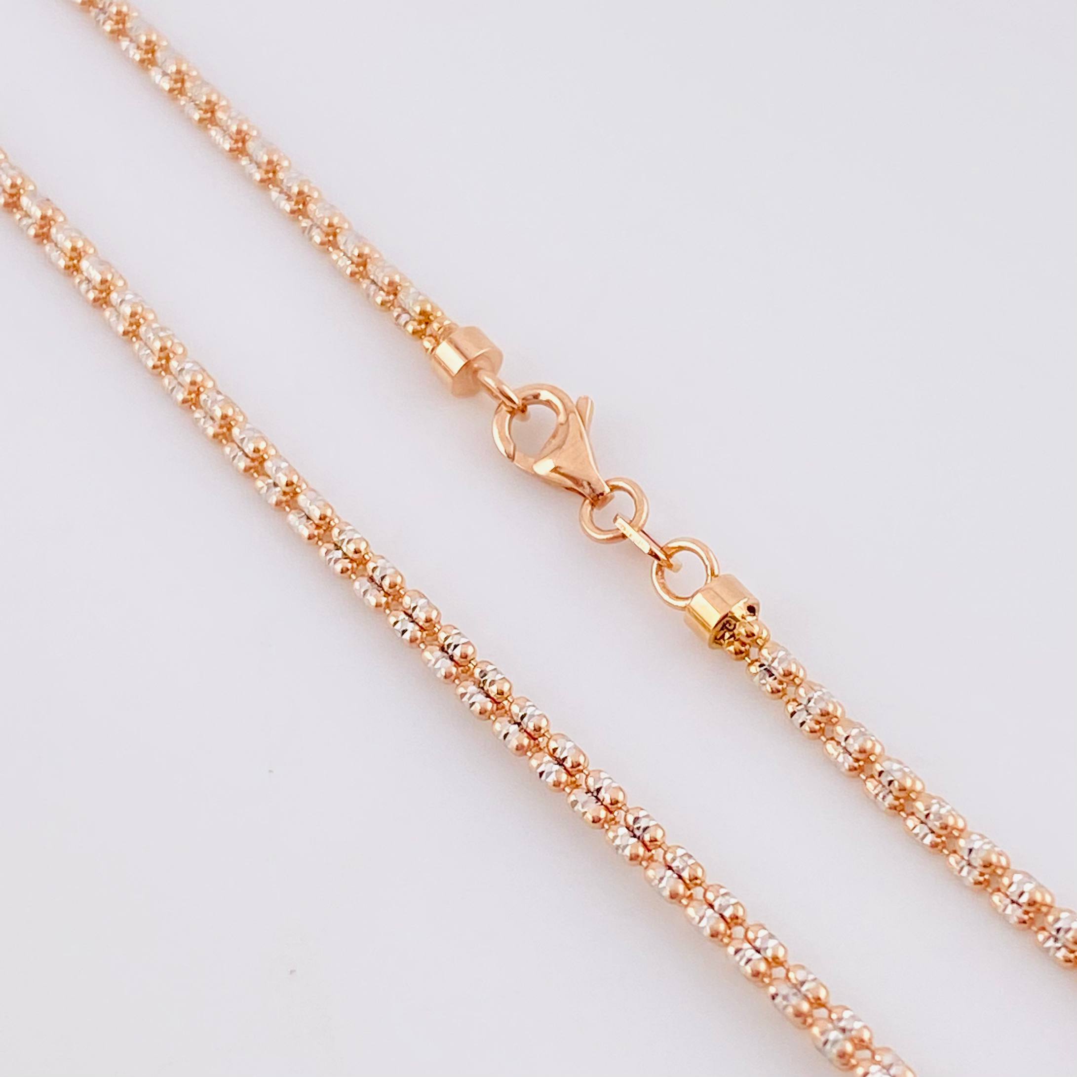 Cadena Ice 12.7g / 24 in / 2.3mm Dos Oros Blanco Rosa 18K