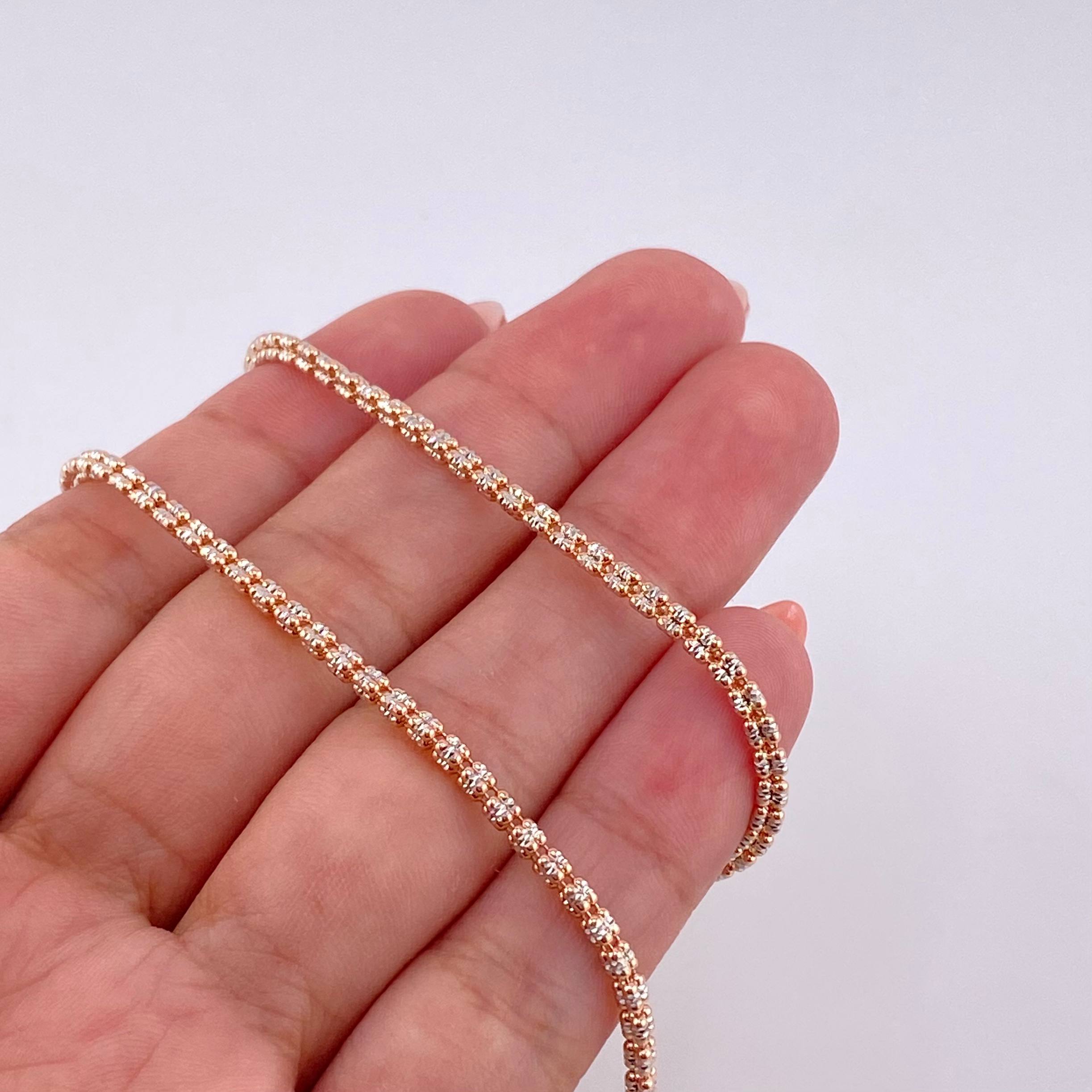 Cadena Ice 12.7g / 24 in / 2.3mm Dos Oros Blanco Rosa 18K