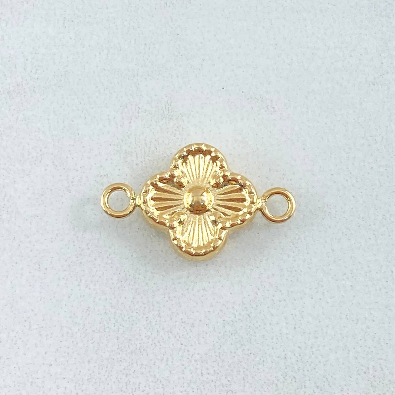 Herraje Trebol 0.65gr / 1.8cm / Bordeado Oro Amarillo 18K ©