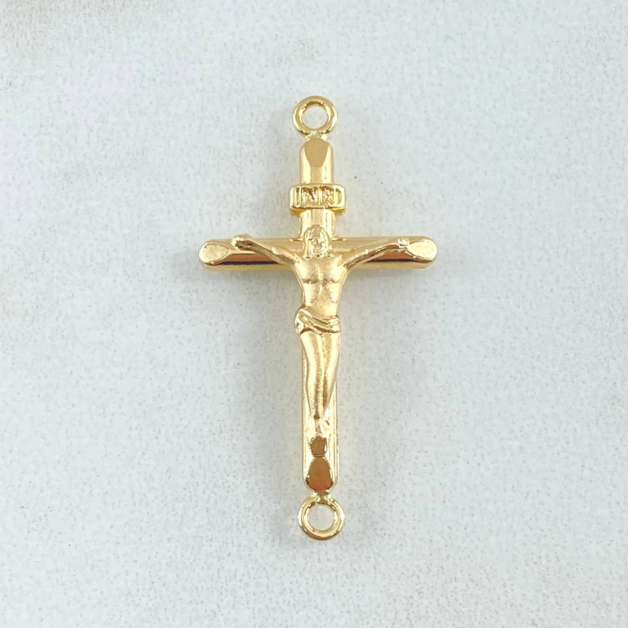 Herraje Cruz Cristo 1gr / 3.1cm / Punta Plana Oro Amarillo 18K