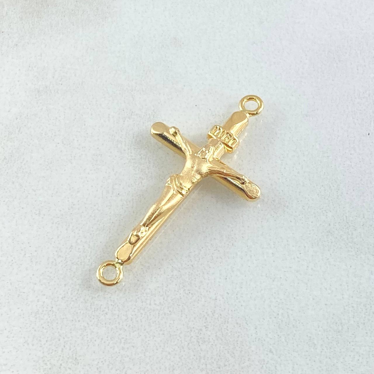 Herraje Cruz Cristo 1gr / 3.1cm / Punta Plana Oro Amarillo 18K