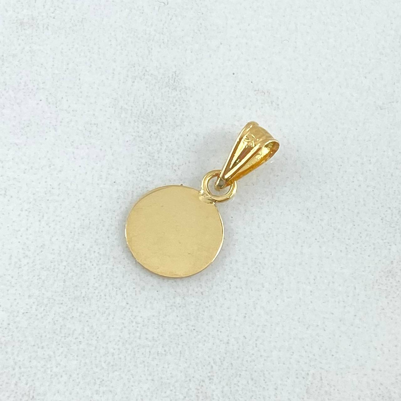 Pendant Circle Plate 0.4gr / 0.6in / Smooth 18K Gold ©