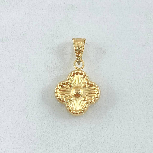 Dije Flor Trebol Diamantado 0.45 g / 1/2 in Oro Amarillo 18K