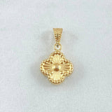 Dije Flor Trebol Diamantado 0.45 g / 1/2 in Oro Amarillo 18K