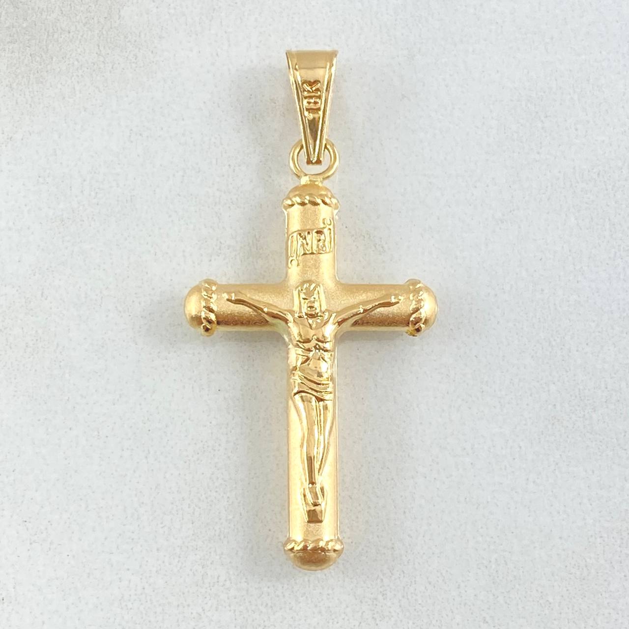 Dije Cruz Cristo 1.6gr / 4.1cm / Puntas Bordeadas Oro Amarillo 18K ©