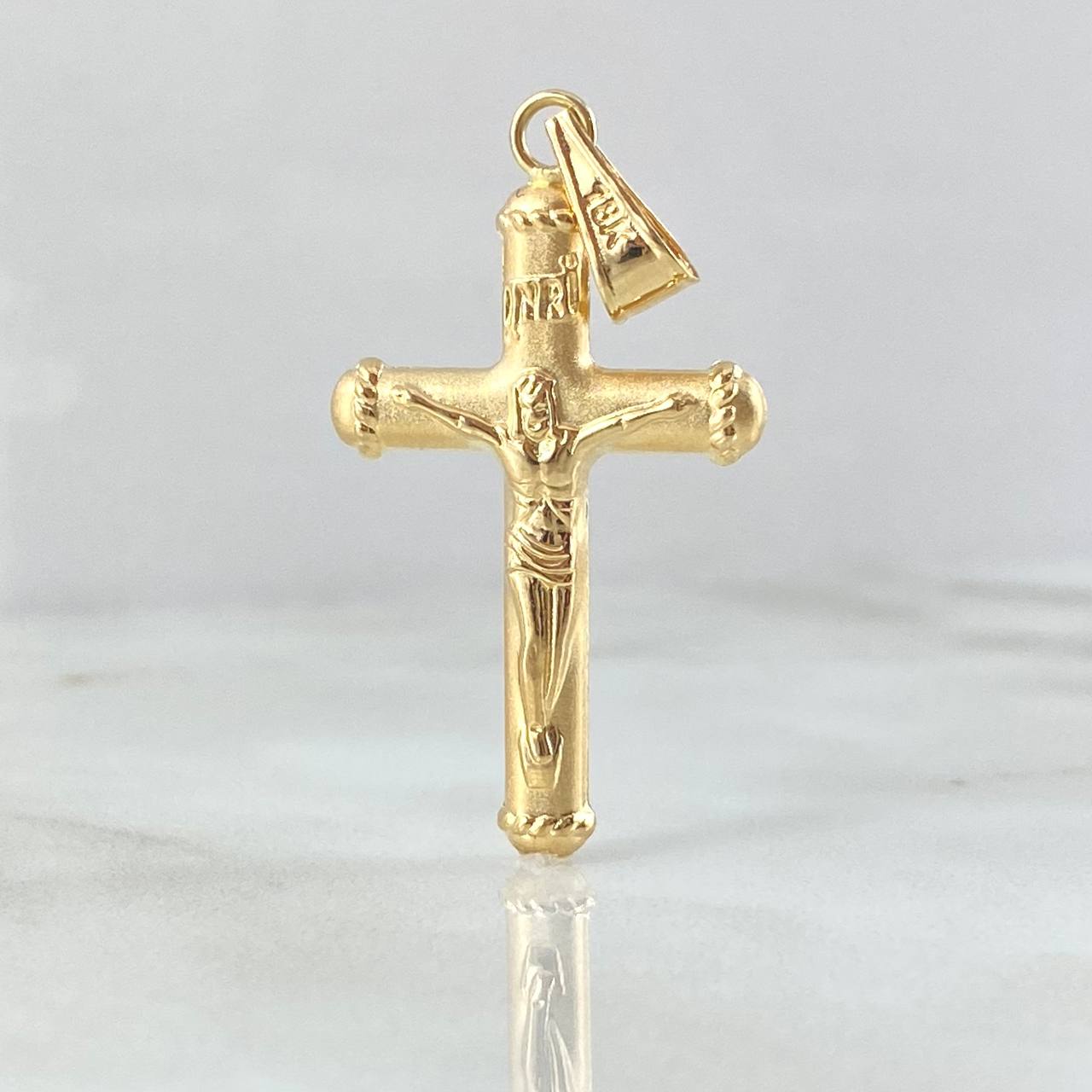 Dije Cruz Cristo 1.6gr / 4.1cm / Puntas Bordeadas Oro Amarillo 18K ©