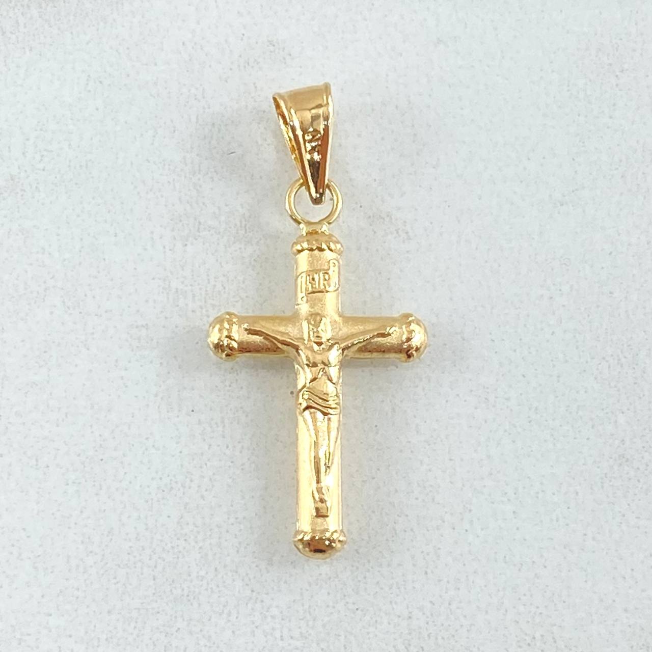 Dije Cruz Cristo 0.75gr / 2.8cm / Puntas Bordeadas Oro Amarillo 18K ©