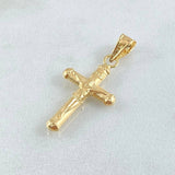 Dije Cruz Cristo 0.7gr / 2.8cm / Puntas Bordeadas Oro Amarillo 18K ©