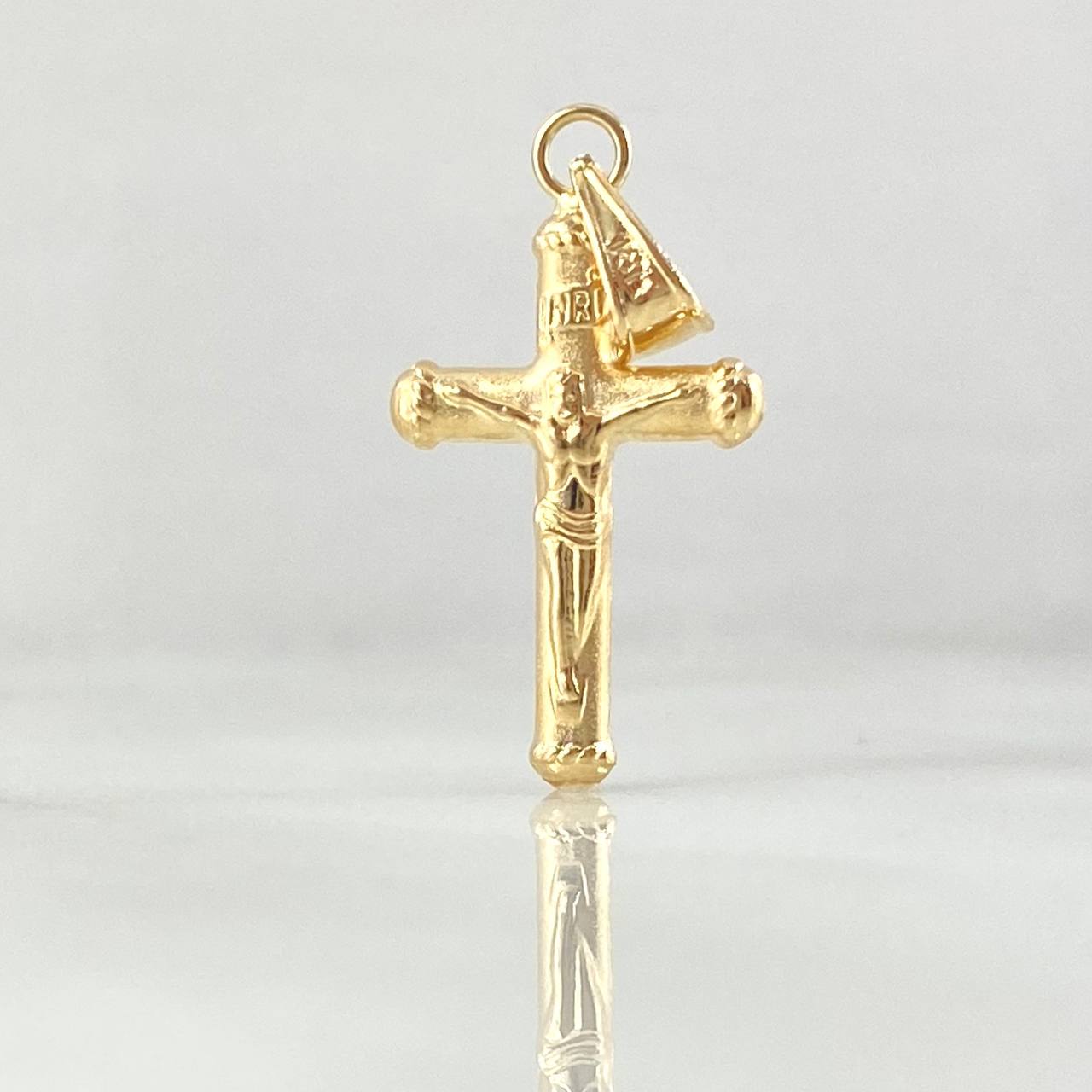 Dije Cruz Cristo 0.75gr / 2.8cm / Puntas Bordeadas Oro Amarillo 18K ©