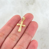 Pendant Cross Christ 0.6gr / 1.0in / Oval Tip 18K Gold