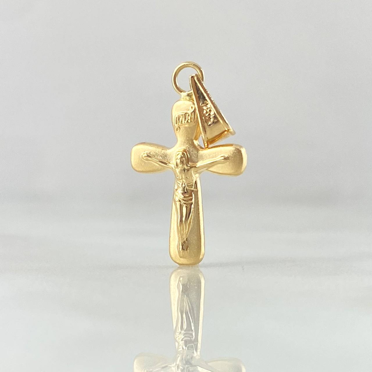 Pendant Cross Christ 0.6gr / 1.0in / Oval Tips 18K Gold ©