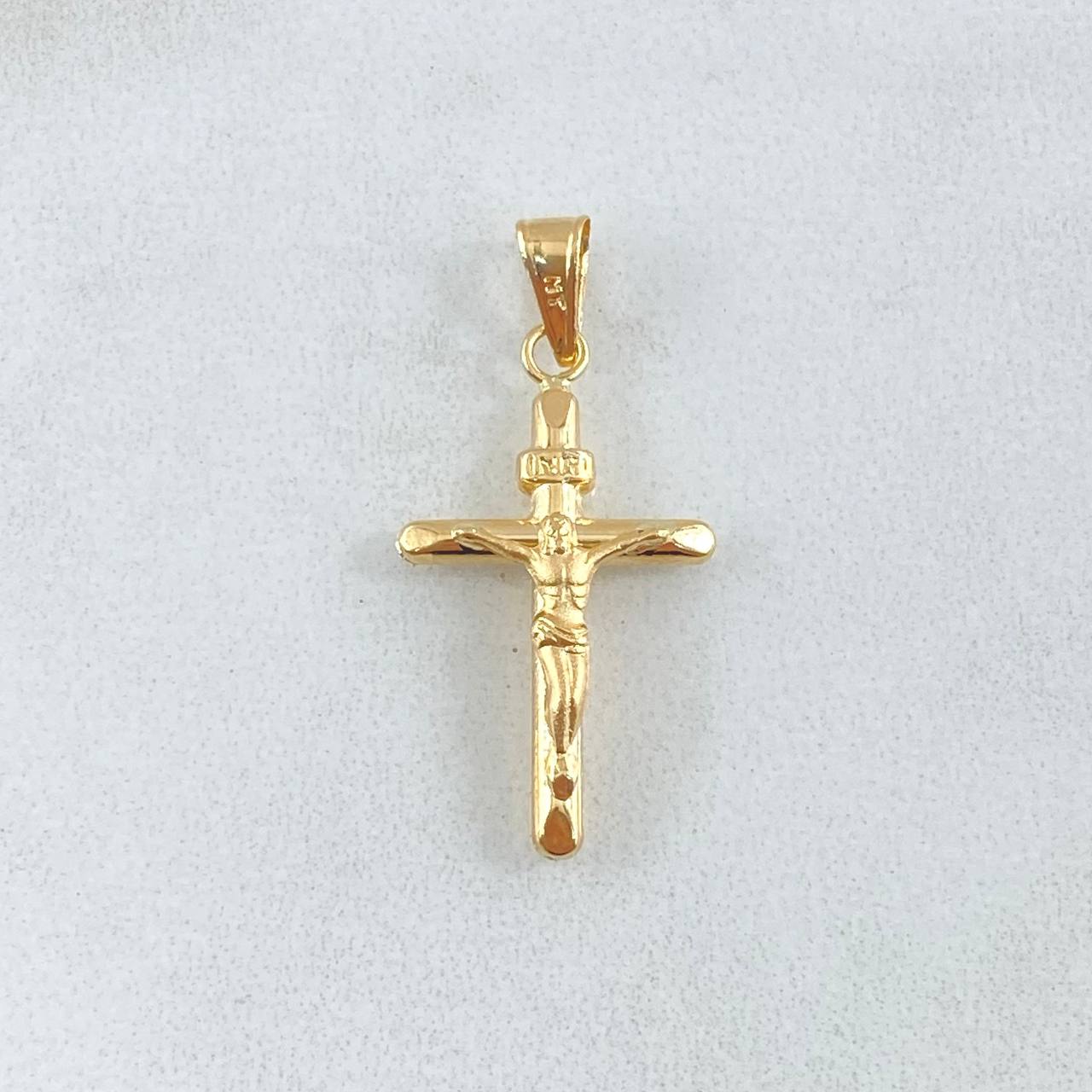 Dije Cruz Cristo 0.75gr / 2.7cm / Puntas Planas Oro Amarillo 18K ©