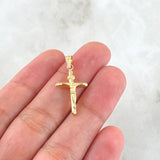 Dije Cruz Cristo 0.7gr / 2.7cm / Puntas Planas Oro Amarillo 18K ©