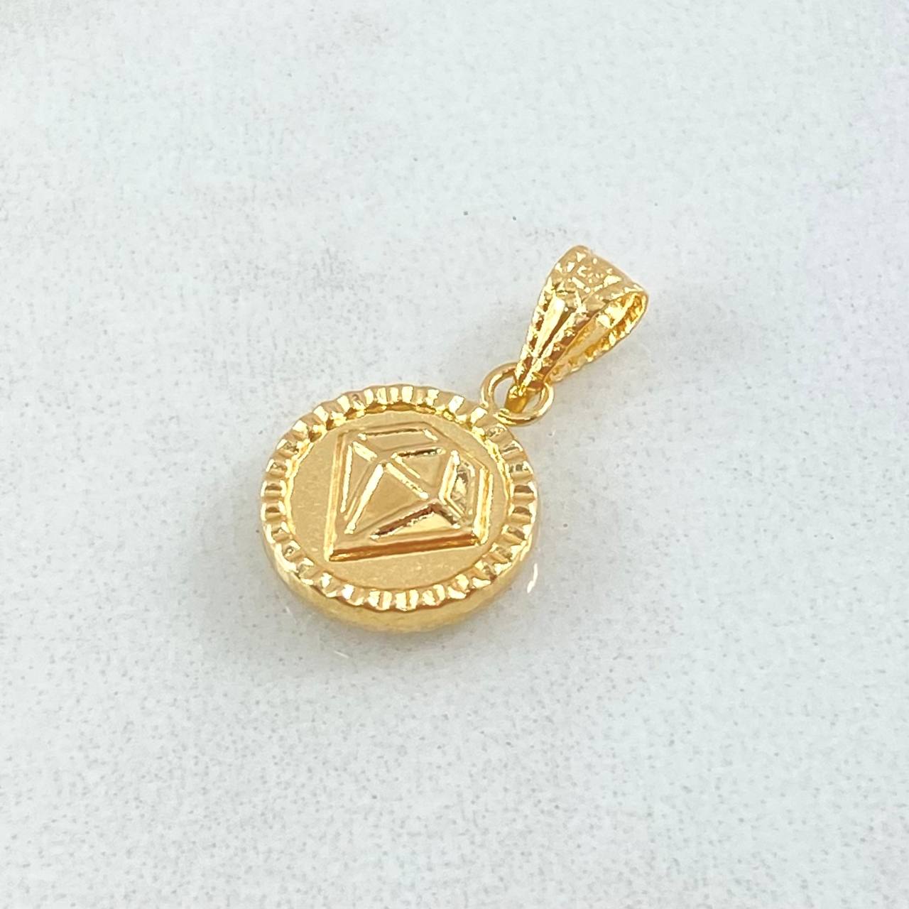 Dije Diamante 0.6gr / 1.7cm / Bordeado Oro Amarillo 18K *