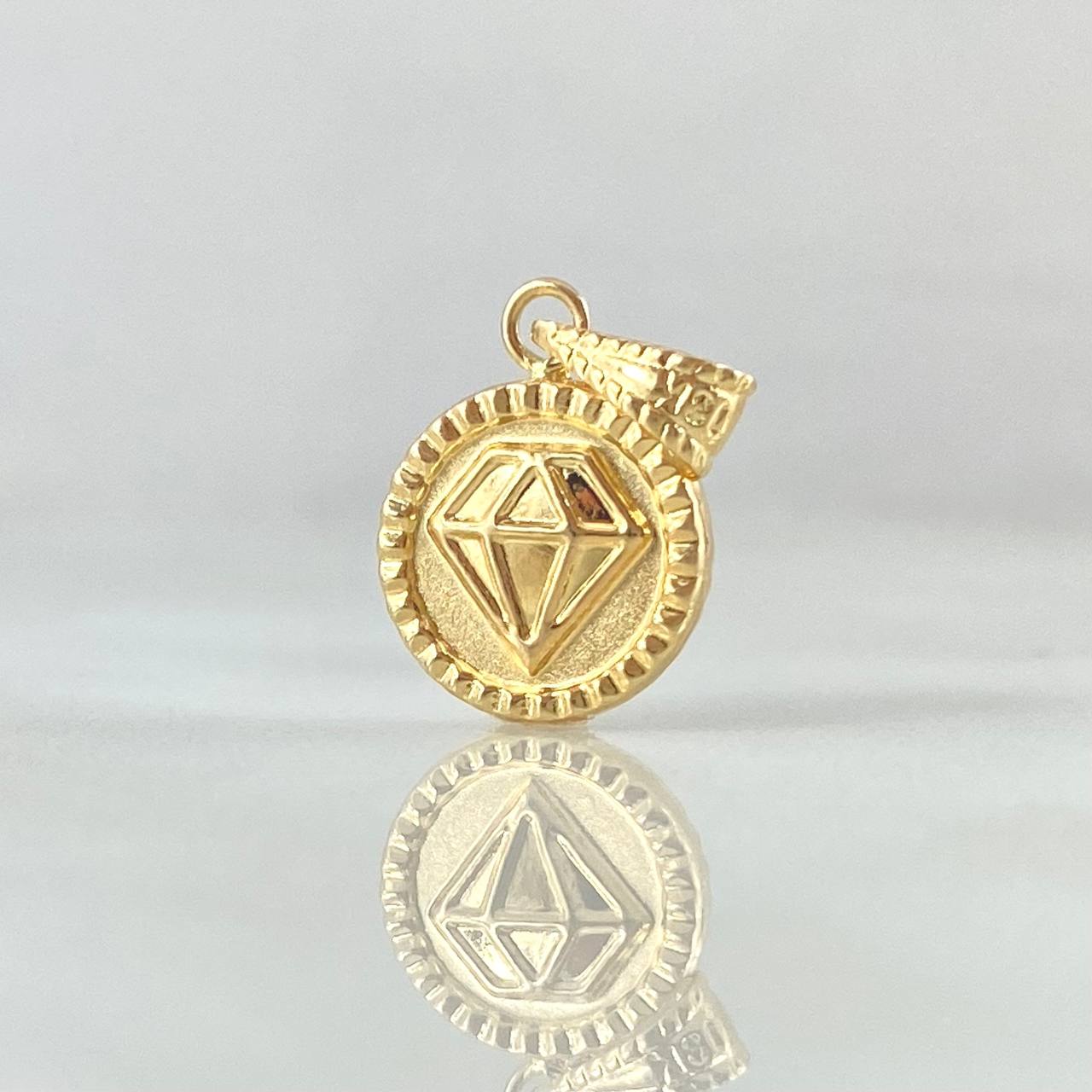 Dije Diamante 0.6gr / 1.7cm / Bordeado Oro Amarillo 18K *