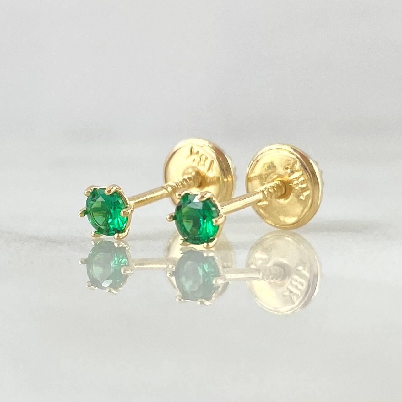 Topos Bisel 0.5gr / 3.6mm Circon Verde Oro Amarillo 18K (Joya) ©