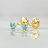 Stud Earrings Bezel 0.55gr / 4mm Sky Blue Zircon 18K Gold (Jewel) *