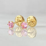 Stud Earrings Bezel 0.5gr / 3.6mm Pink Cubic Zirconia 18K Yellow Gold ©