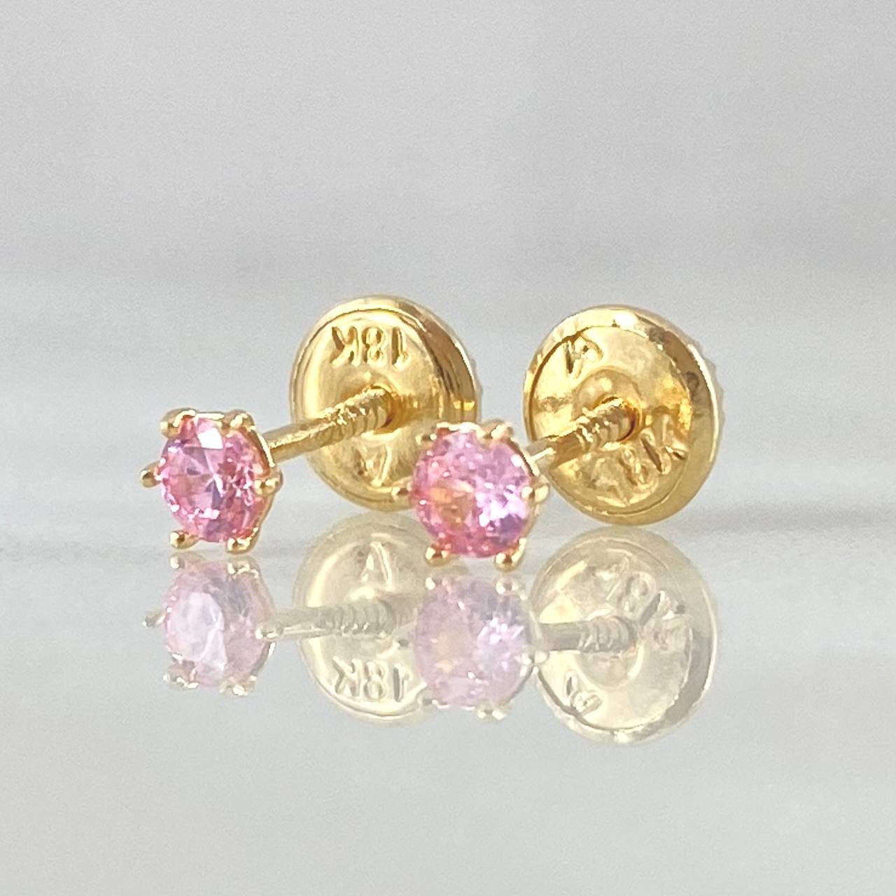 Topos Bisel 0.55gr / 3.6mm Circon Rosado Oro Amarillo 18K ©
