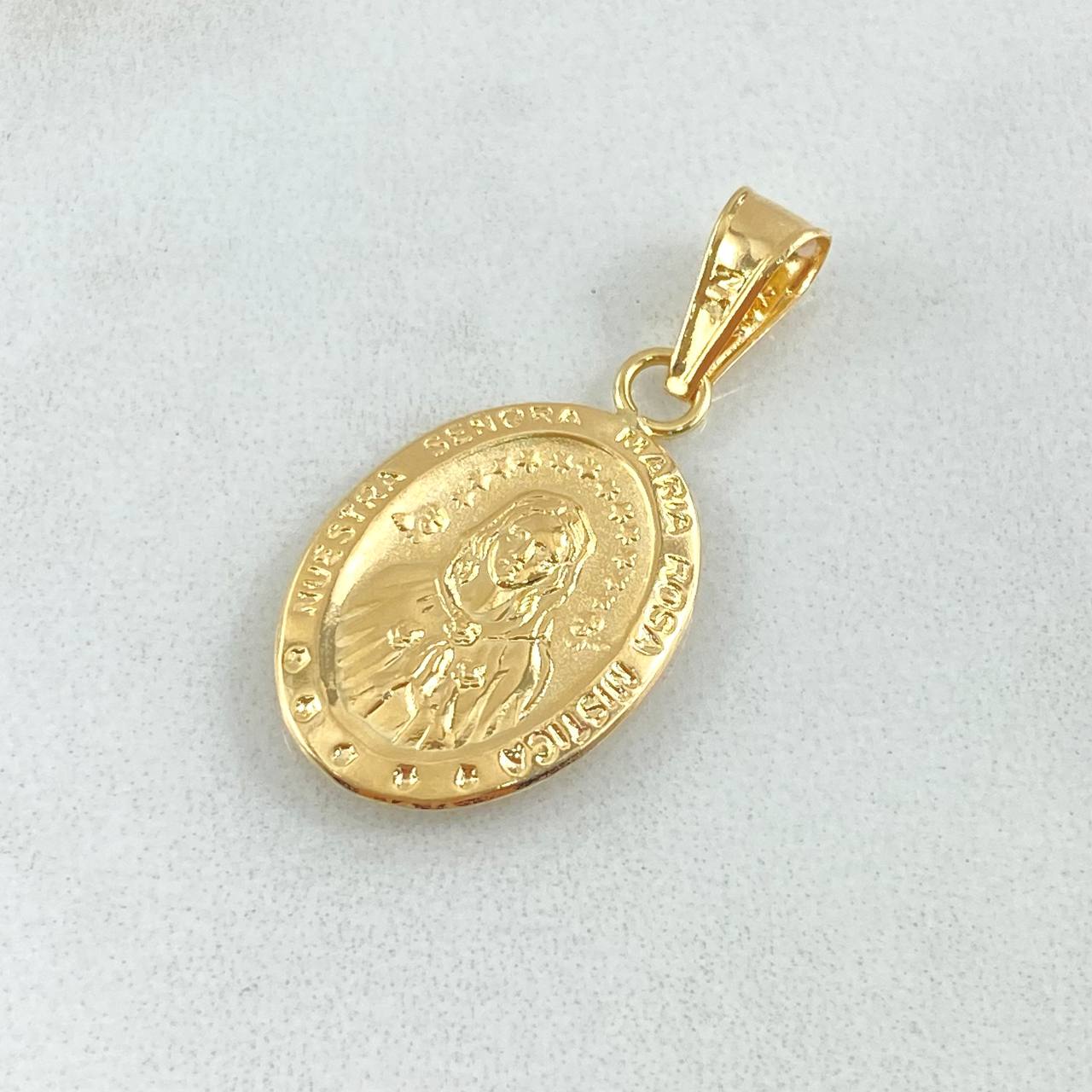 Dije Rosa Mistica 1.25gr / 3cm / Troquelado Oro Amarillo 18K *