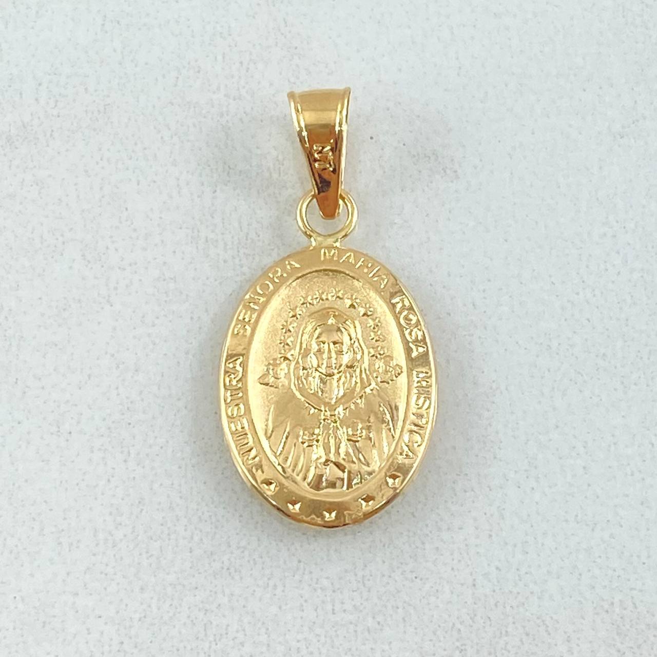 Dije Virgen Rosa Mistica 1.25gr / 3cm / Troquelada Oro Amarillo 18K ©