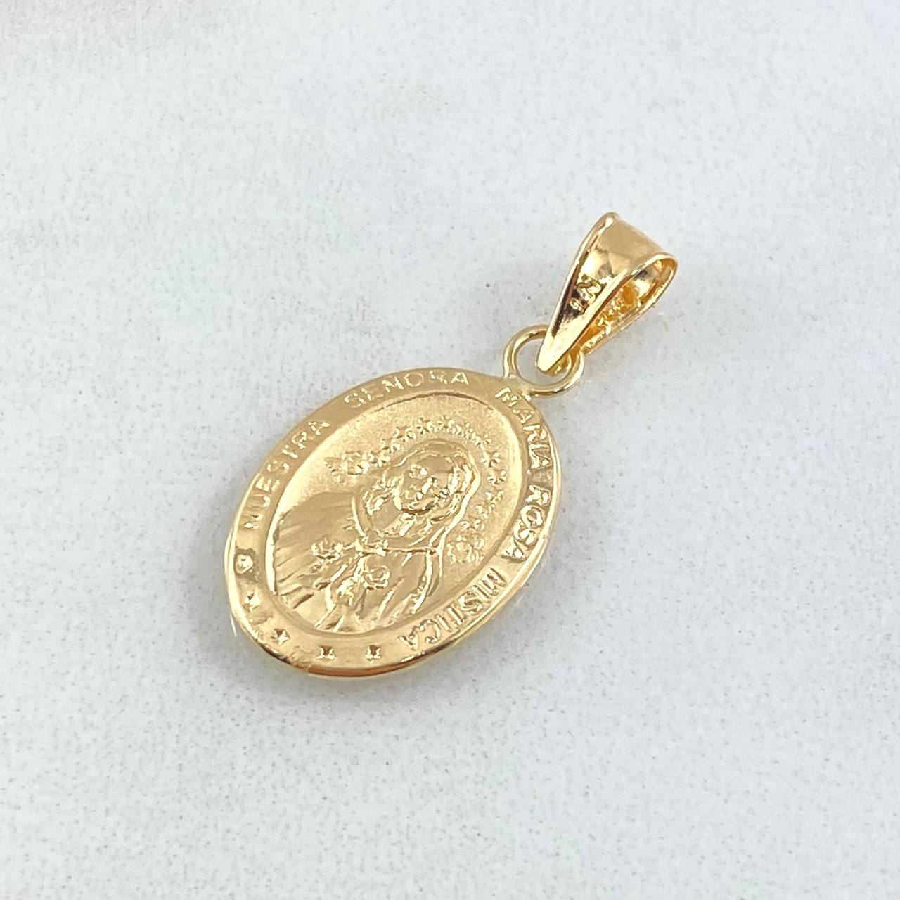 Dije Rosa Mistica 0.9gr / 2.5cm / Troquelado Oro Amarillo 18K