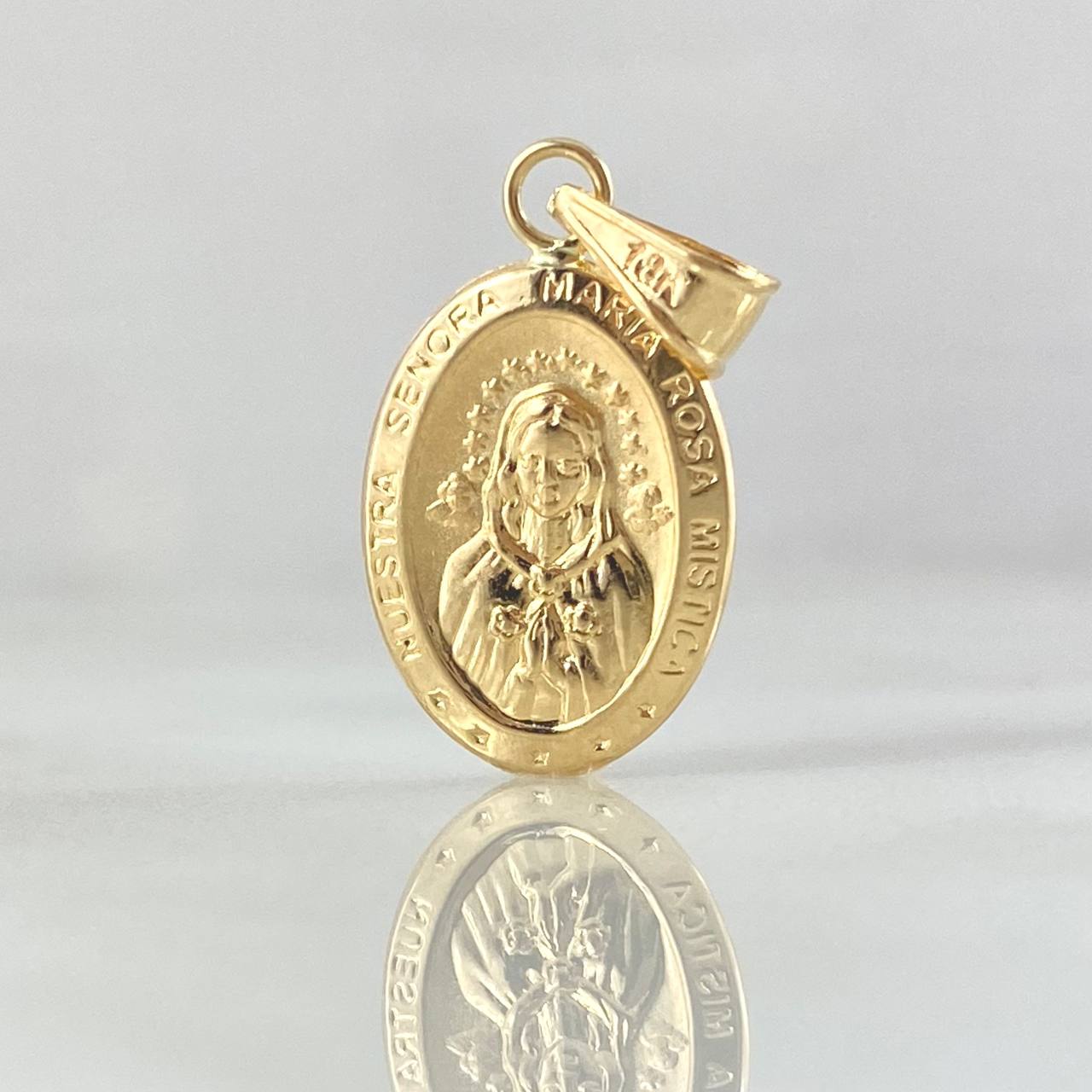 Pendant Rosa Mystica Virgin 0.9gr / 1.0in / Stamped 18K Yellow Gold ©