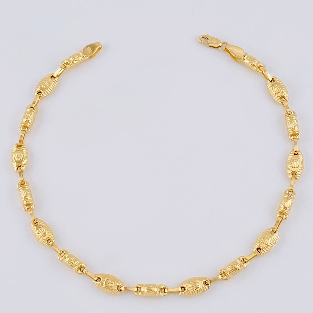 Tobillera Rustica Barril Corona Rayada 5.85 g / 9 3/4 in / 5.5 mm Oro Amarillo 18K