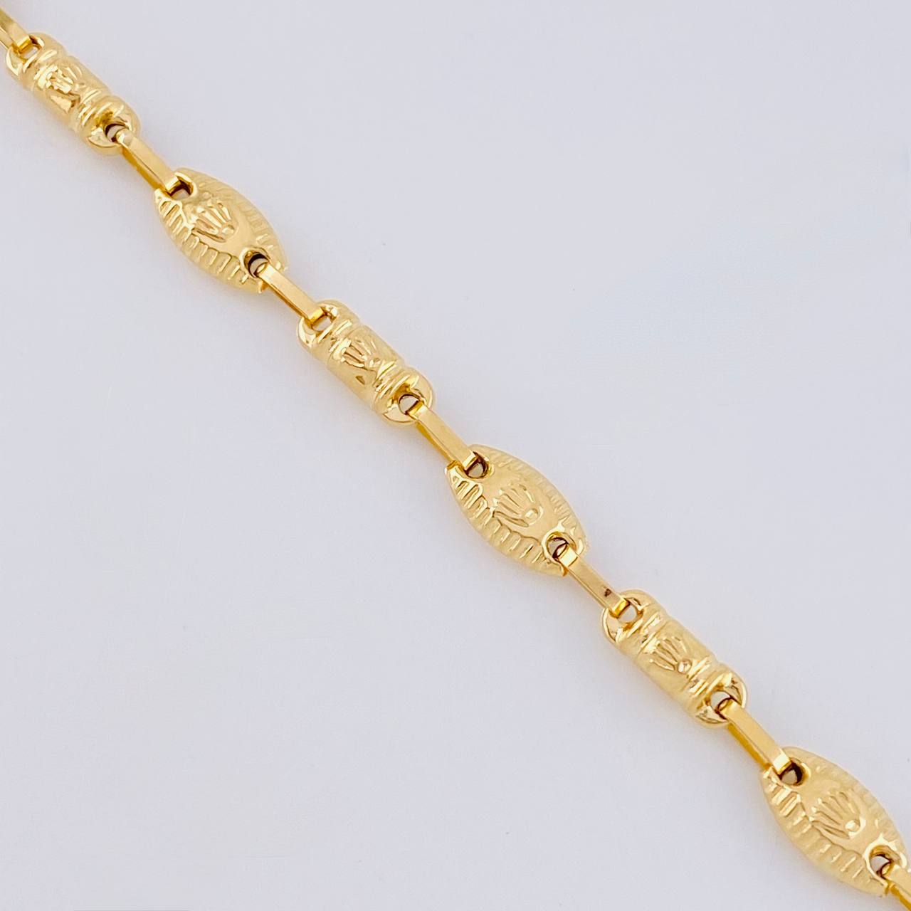 Tobillera Rustica Barril Corona Rayada 5.85 g / 9 3/4 in / 5.5 mm Oro Amarillo 18K