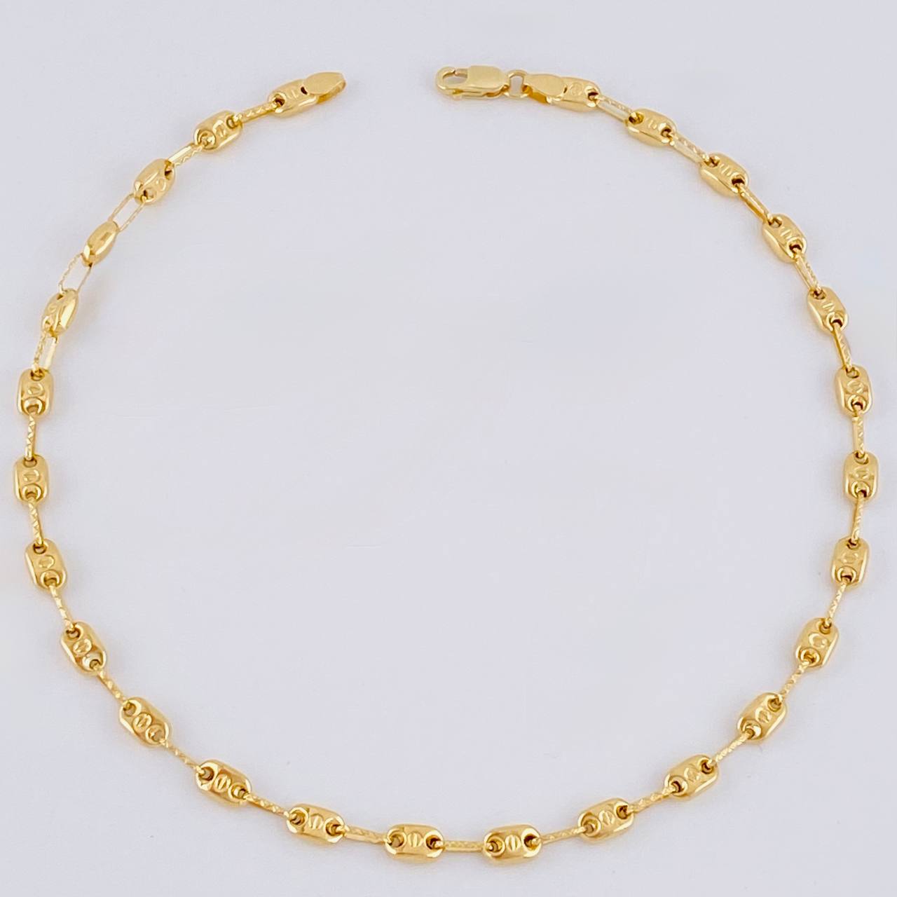 Tobillera Rustica Tornillo Diamantado 3.9 g / 10 1/4 in / 3.6 mm Oro Amarillo 18K