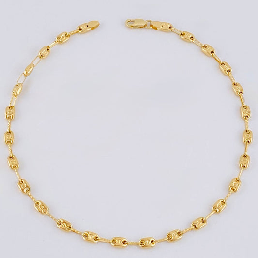 Rustic Diamond Cut Screw Anklet 3.9 g / 10 1/4 in / 3.6 mm 18K Yellow Gold