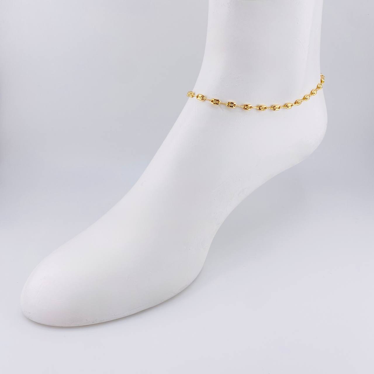 Tobillera Rustica Tornillo Diamantado 3.9 g / 10 1/4 in / 3.6 mm Oro Amarillo 18K