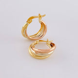 Hoop Earrings Hely 1.55 g / 1/2 in Three Golds 18K