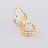 Hoop Earrings Ash Three Lines 1.2 g / 3/4 in Three Golds 18K