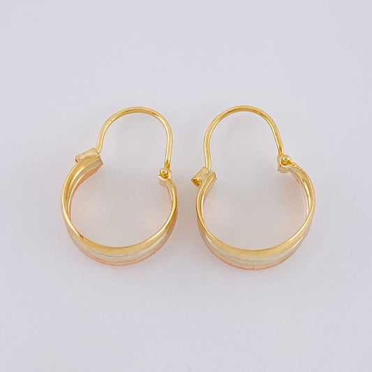 Hoop Earrings Ash Three Lines 1 g / 1/2 in Three Golds 18K