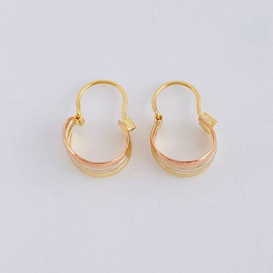 Hoop Earrings Ash Three Lines 0.85 g / 1/2 in Three Golds 18K