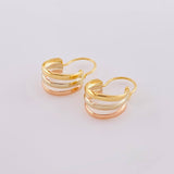 Candongas Ash Tres Lineas 0.85 g / 1/2 in Tres Oros 18K