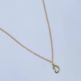 Paperclip Chain Heart 2.7gr / 46cm / 1.8mm Green Zircons 18K Yellow Gold &