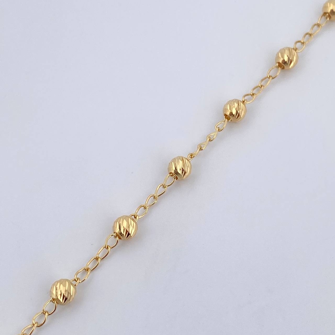 Pulso Espiga Militar 2gr / 19cm / 4mm Bolas Diamantadas Oro Amarillo 18K &