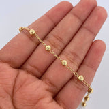 Pulso Espiga Militar 2gr / 19cm / 4mm Bolas Diamantadas Oro Amarillo 18K &