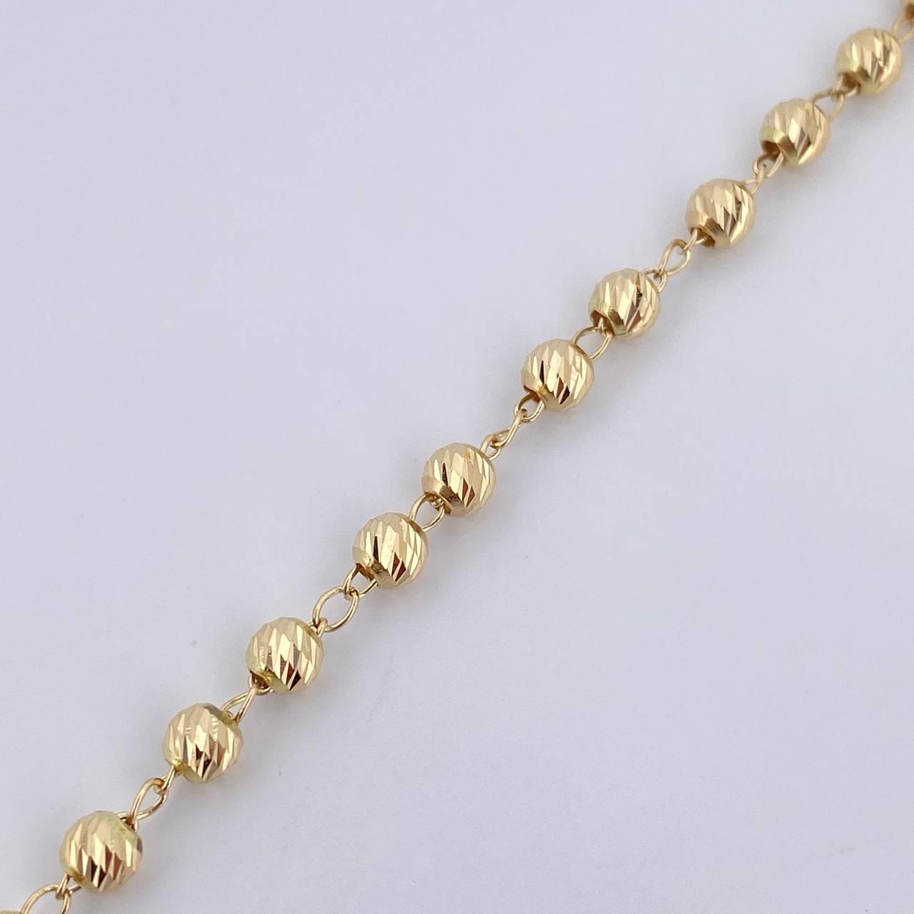 Military Bracelet 3.15gr / 7.5in / 4mm Diamond-Cut Beads 18K Yellow Gold &