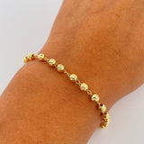 Military Bracelet 3.15gr / 7.5in / 4mm Diamond-Cut Beads 18K Yellow Gold &