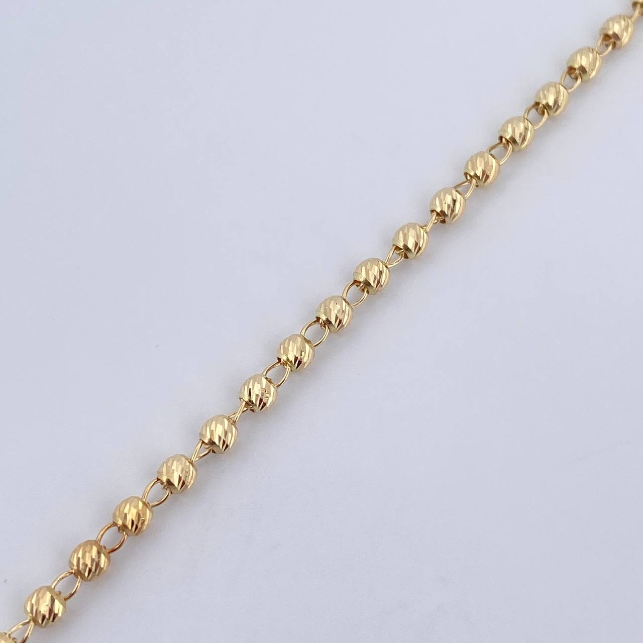 Pulso Tipo Militar 2.5gr / 19cm / 3mm Bolas Diamantadas Oro Amarillo 18K &