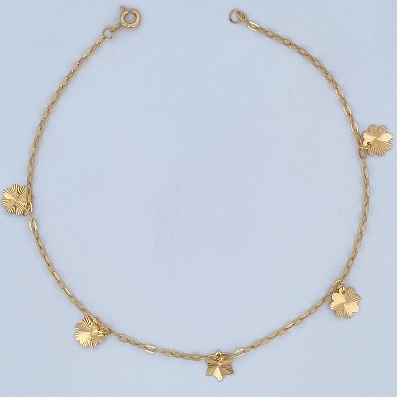 Anklet Box 2.05gr / 9.4in / 1.9mm Pendants 18K Yellow Gold &