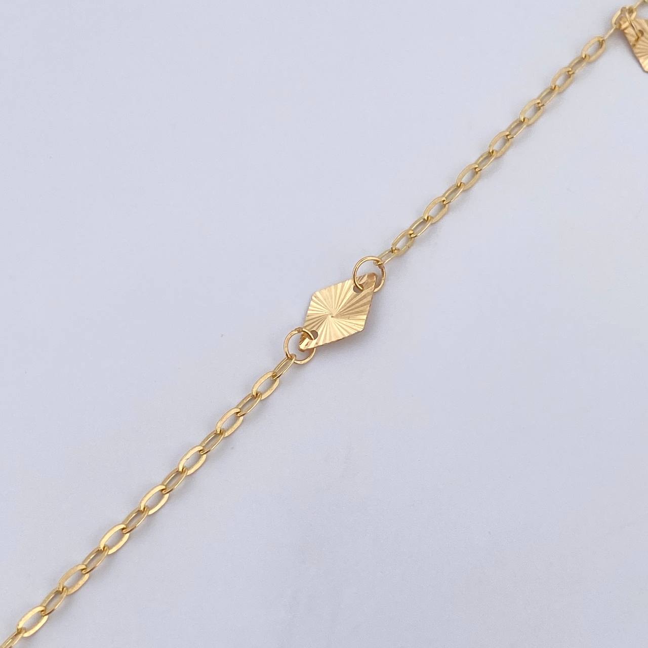 Anklet Box 2.2gr / 25cm / 9.8in / 1.9mm Pendants 18K Yellow Gold &