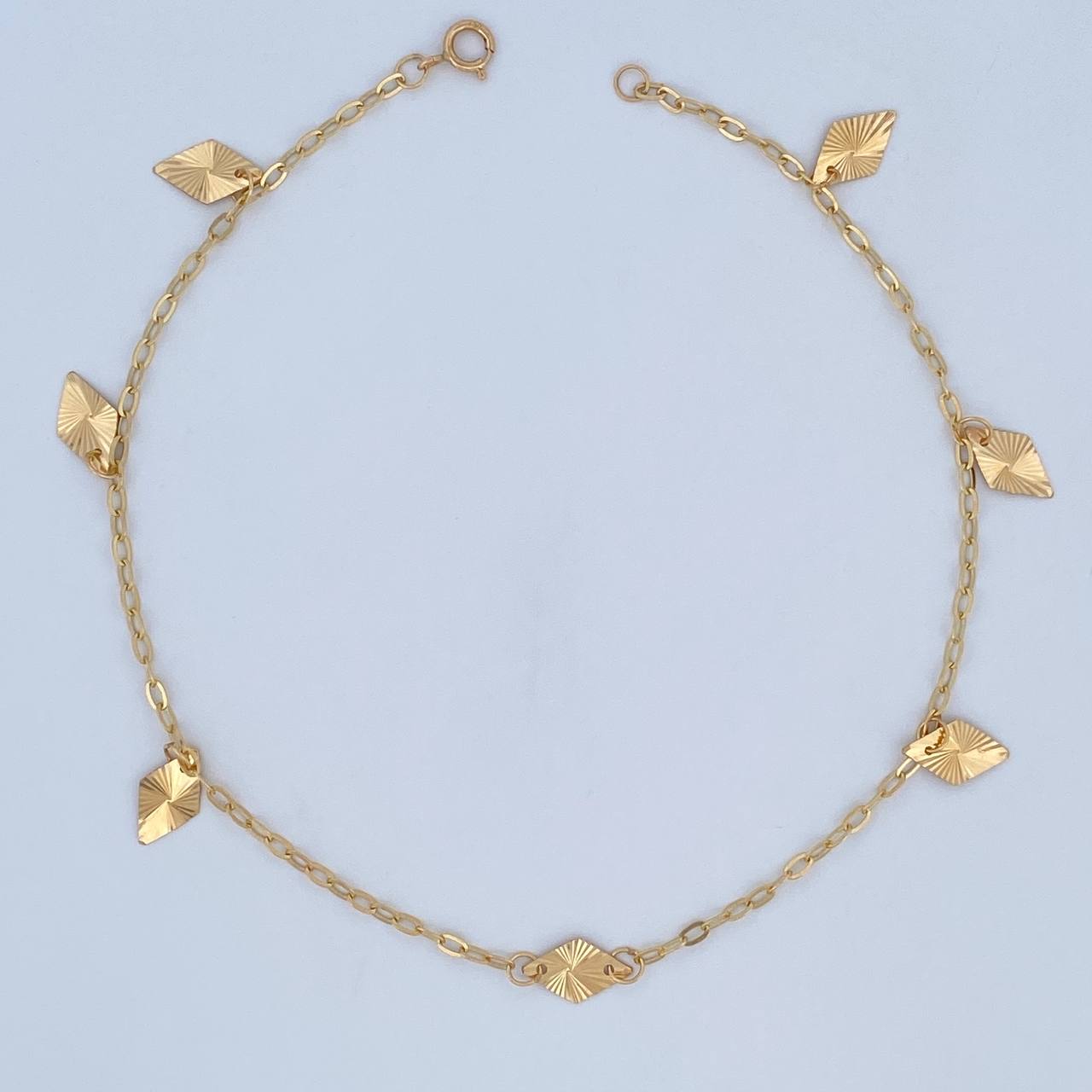 Anklet Box 2.2gr / 25cm / 9.8in / 1.9mm Pendants 18K Yellow Gold &