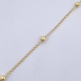 Tobillera Espiga Militar 1.8gr / 25cm / 4mm Bolas Diamantadas Oro Amarillo 18K &